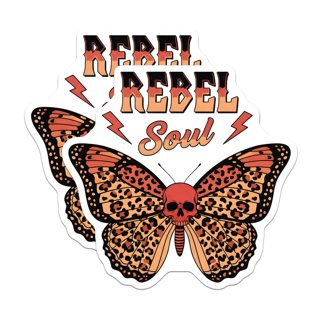 (2 Pack) Rebel Soul Magnets - Skull Butterfly Magnet - Leopard Print Home Decor - 5" On Longest Side - Premium Magnet - for Cars, Refrigerators, Toolboxes, Lockers - Made in USA - MAG18574