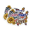 (2 Pack) Land That We Love Stickers - Patriotic Sunflower USA - American Flag Decal - 5" On Longest Side - Sticks to Smooth Flat Surfaces - Made in USA - BMCS7886