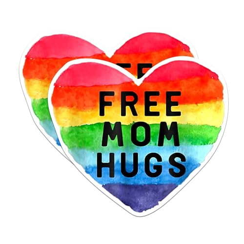(2 Pack) Free Mom Hugs Gay Pride Magnets - LBGTQ Magnet - Gay Pride Month Magnets - 5" On Longest Side - Premium Magnet - for Cars, Refrigerators, Toolboxes, Lockers - Made in USA - MAG1694