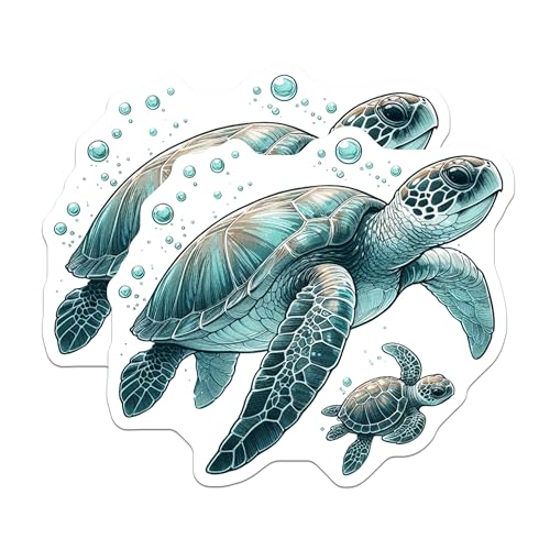 (2 Pack) Ocean Life Decor Magnet - Turtle Enthusiast Accessories - 5" On Longest Side - Sticks to Smooth Flat Surfaces - Made in USA - MAG10089