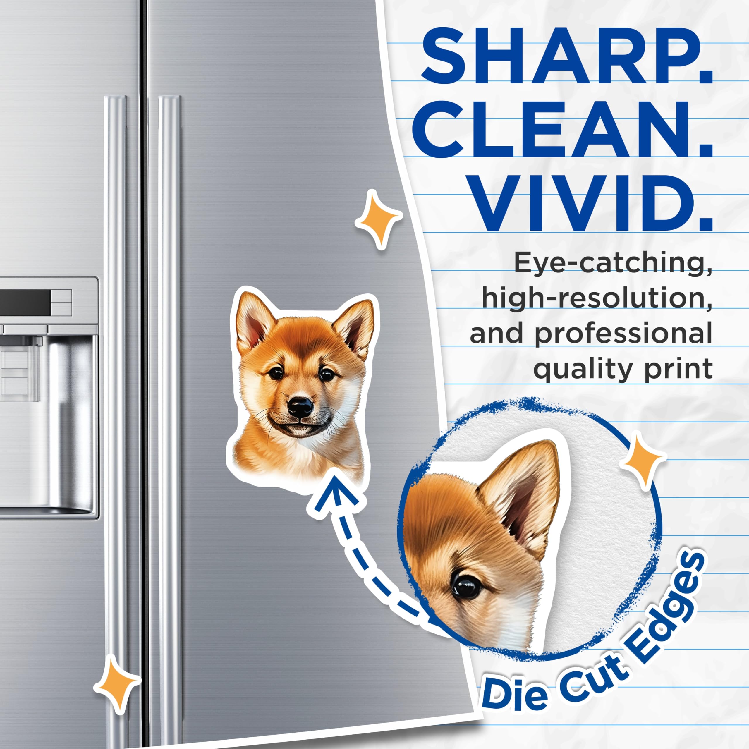(2 Pack) Shiba Inu Puppy Magnets - Cute Dog Lover - Pet Parent Fridge Decor - 5 Inches On Longest Side - Thick Durable Magnet - Made in USA - MAG27552