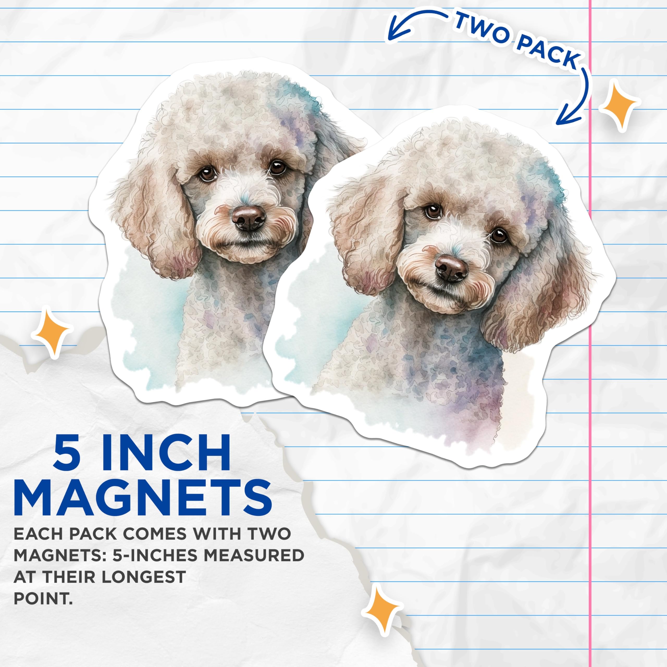 (2 Pack) Poodle Dog Magnets - Cute Animal Decor - Fridge Magnets for Poodle Lovers - 5" On Longest Side - Premium Magnet - for Cars, Refrigerators, Toolboxes, Lockers - Made in USA - MAG15742
