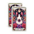 (2 Pack) Bull Terrier Stickers - Dog Breed Art Stickers - Vibrant Flower Stickers - 5" On Longest Side - Sticks to Smooth Flat Surfaces - Made in USA - BMCS4794