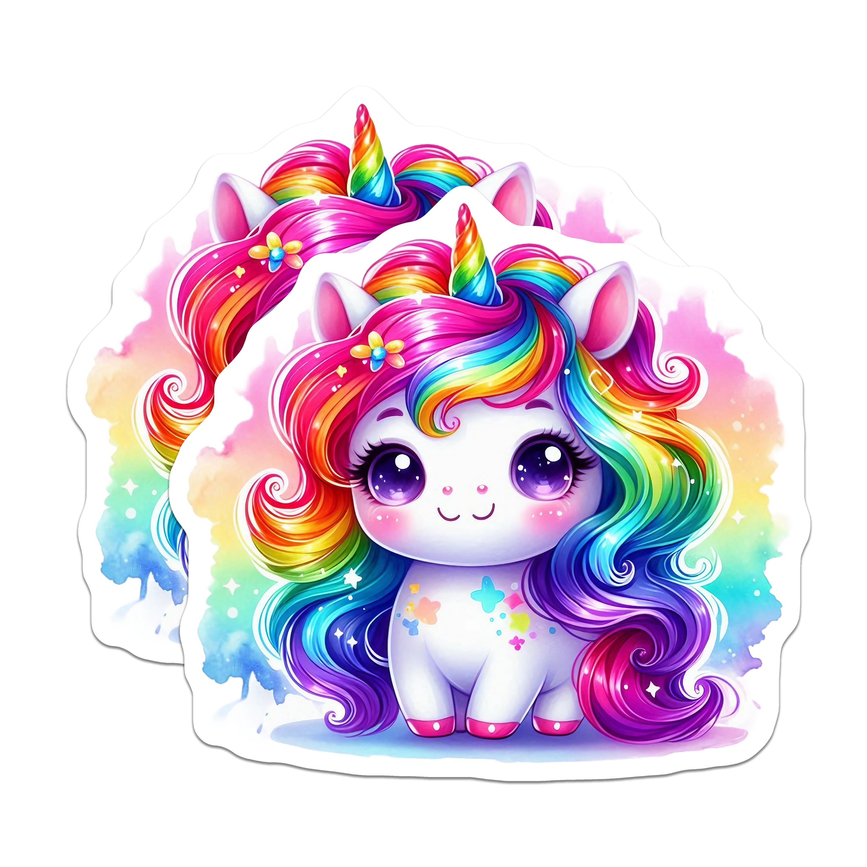(2 Pack) Cute Unicorn Magnets - Rainbow Mane - Kawaii Fantasy Decor - 5 Inches On Longest Side - Thick Durable Magnet - Made in USA - MAG36629