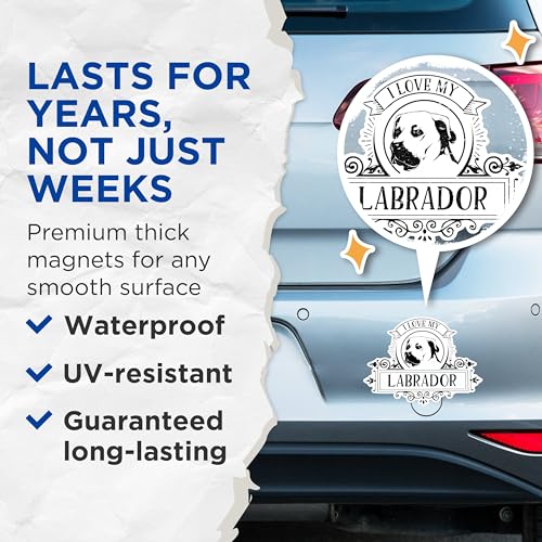 (2 Pack) I Love My Labrador Magnets - Dog Lover Magnets - Labrador Retriever Fridge Magnets- 5" On Longest Side - for Fridges, Toolboxes, Cars - Made in USA - MAG2972
