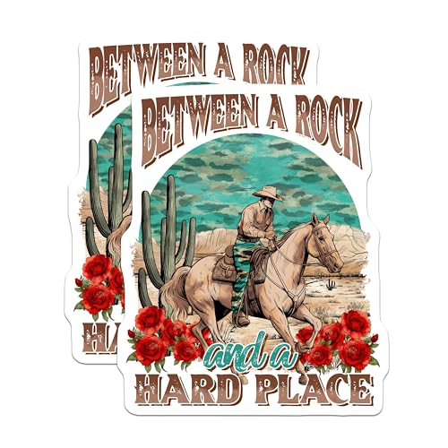 (2 Pack) Between A Rock and A Hard Place Magnets - 5" On Longest Side - for Cars, Fridges, Toolboxes - Made in USA - MAG3764