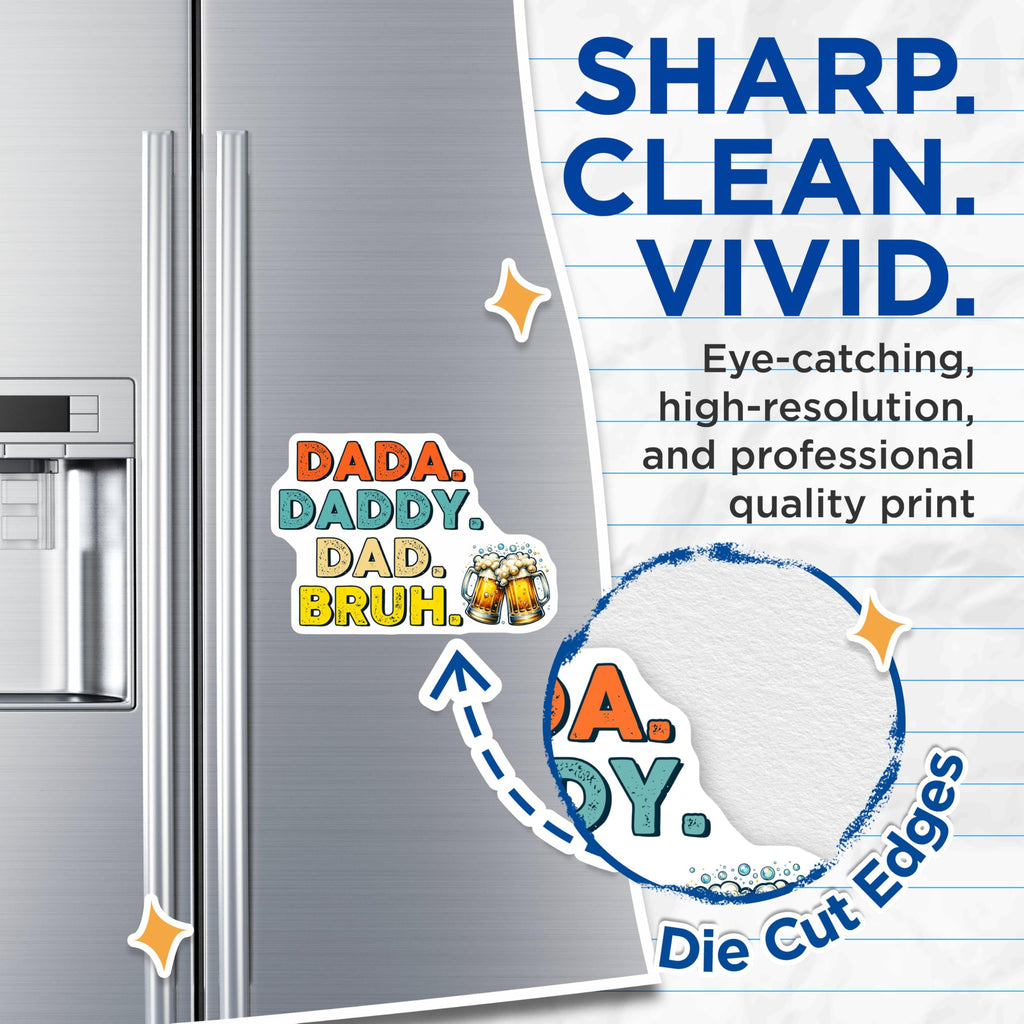 (2 Pack) Dada Daddy Dad Bruh Magnets - 5" On Longest Side - for Cars, Fridges, Toolboxes - Made in USA - MAG7488