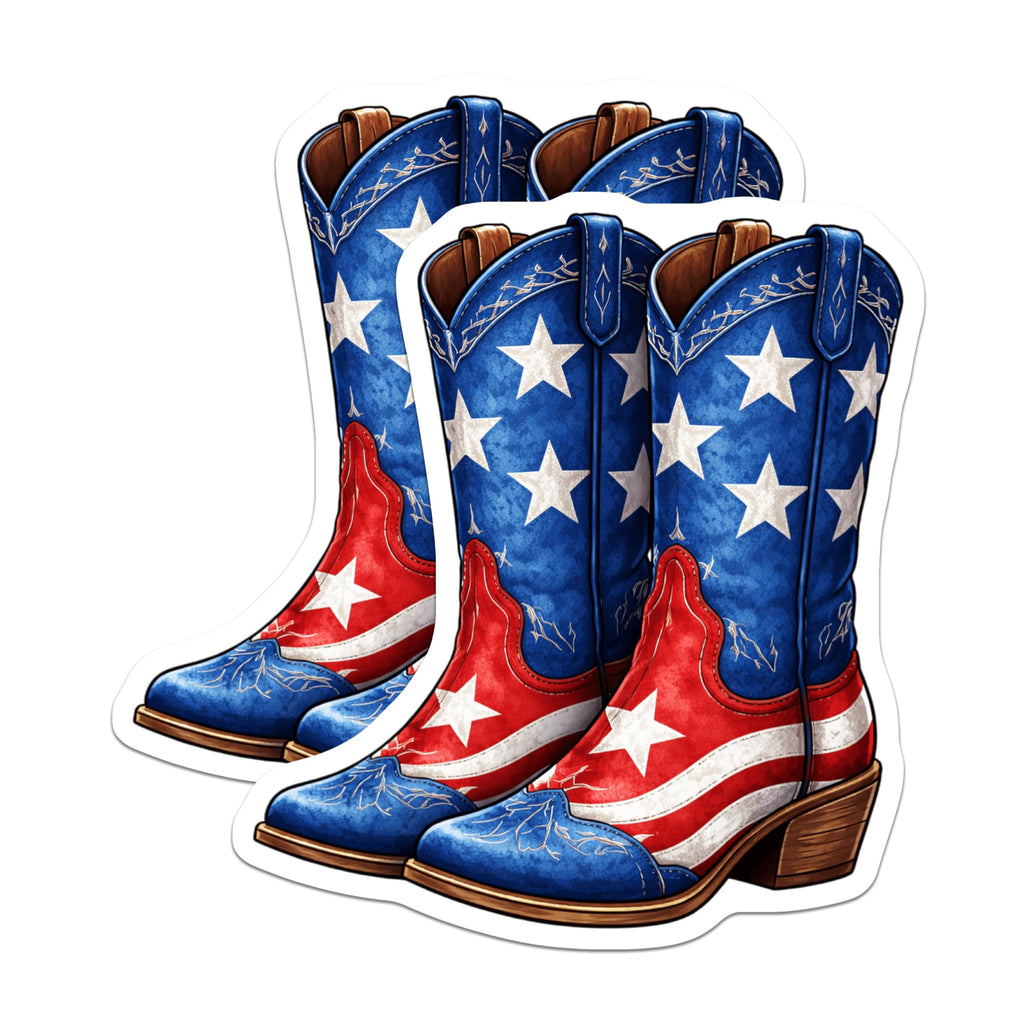 (2 Pack) American Flag Boots Magnets - Patriotic Western Decor - Stars Stripes Refrigerator Accent - 5 Inches On Longest Side - Thick Durable Magnet - Made in USA - MAG20339