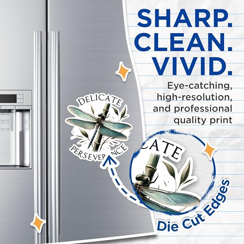 (2 Pack) Dragonfly Nature Magnets - Delicate Perseverance Leaf Magnets - Inspirational Quote Fridge Magnets- 5" On Longest Side - for Fridges, Toolboxes, Cars - Made in USA - MAG2684
