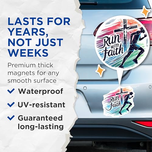 (2 Pack) Inspirational Christian Quote Magnet - Motivational Sports Decor - 5" On Longest Side - Sticks to Smooth Flat Surfaces - Made in USA - MAG9638