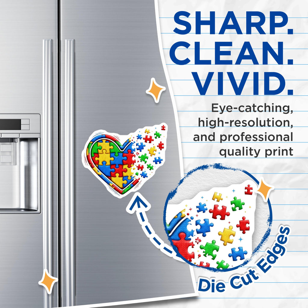 (2 Pack) Autism Awareness Magnets - Puzzle Heart Support - Neurodiversity Advocacy Decor - 5 Inches On Longest Side - Thick Durable Magnet - Made in USA - MAG21409