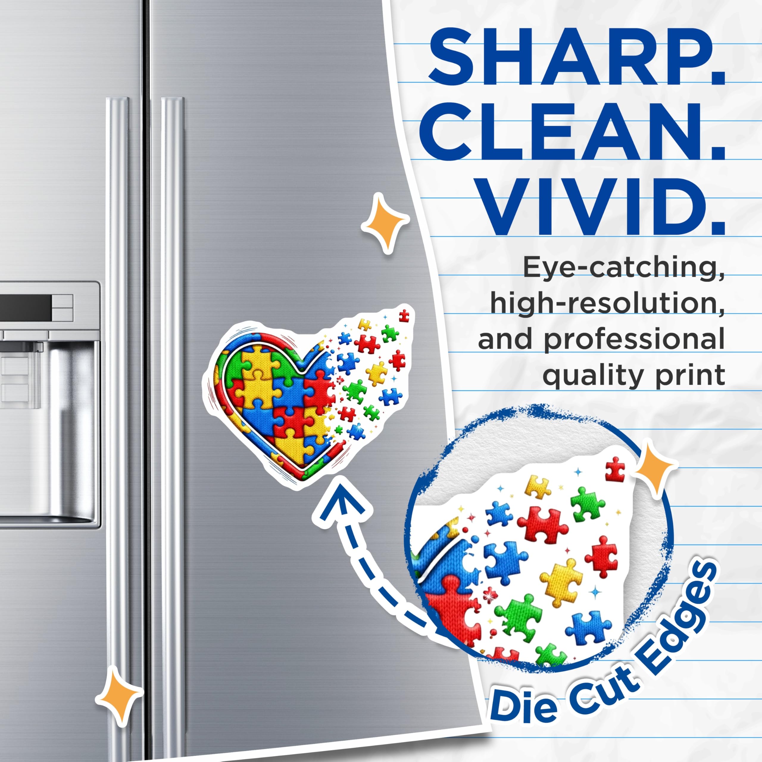 (2 Pack) Autism Awareness Magnets - Puzzle Heart Support - Neurodiversity Advocacy Decor - 5 Inches On Longest Side - Thick Durable Magnet - Made in USA - MAG21409