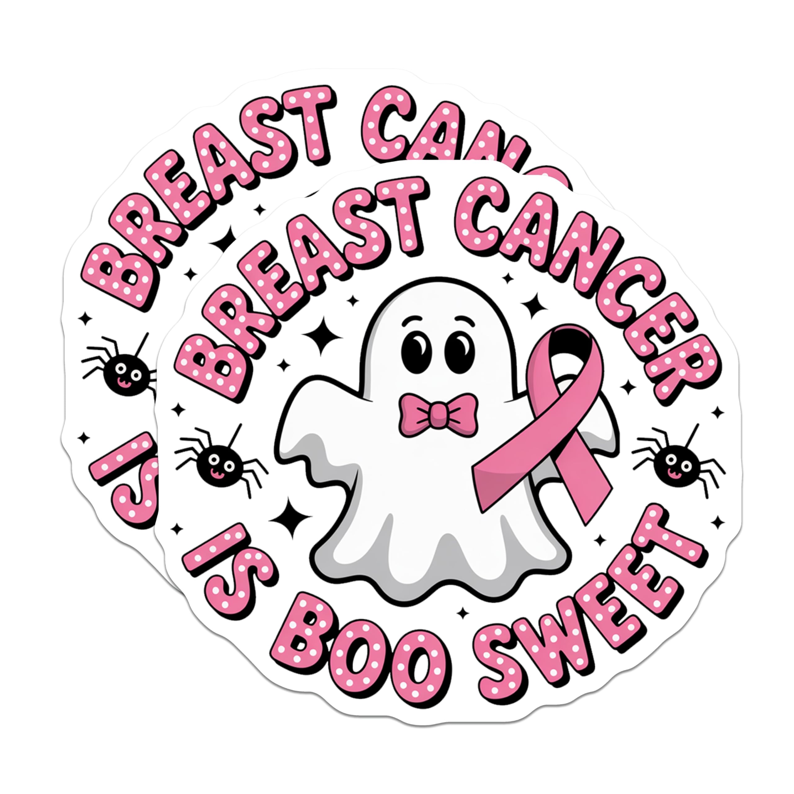 (2 Pack) Breast Cancer Awareness Magnets - Halloween Ghost - Boo Sweet Survivor Support - 5" On Longest Side - Premium Magnet - for Cars, Refrigerators, Toolboxes, Lockers - Made in USA - MAG17088