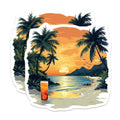 (2 Pack) Tropical Sunset Beach Magnets - Coastal Vacation Decor - Relaxing Ocean View Art - 5 Inches On Longest Side - Thick Durable Magnet - Made in USA - MAG29250