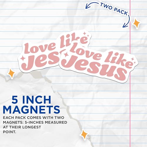 (2 Pack) Love Like Jesus Magnets Magnets - Inspirational Quote - Faith-Based Reminders - 5" On Longest Side - Made in USA - Sticks to Refrigerators & Metal Surfaces - MAG8952