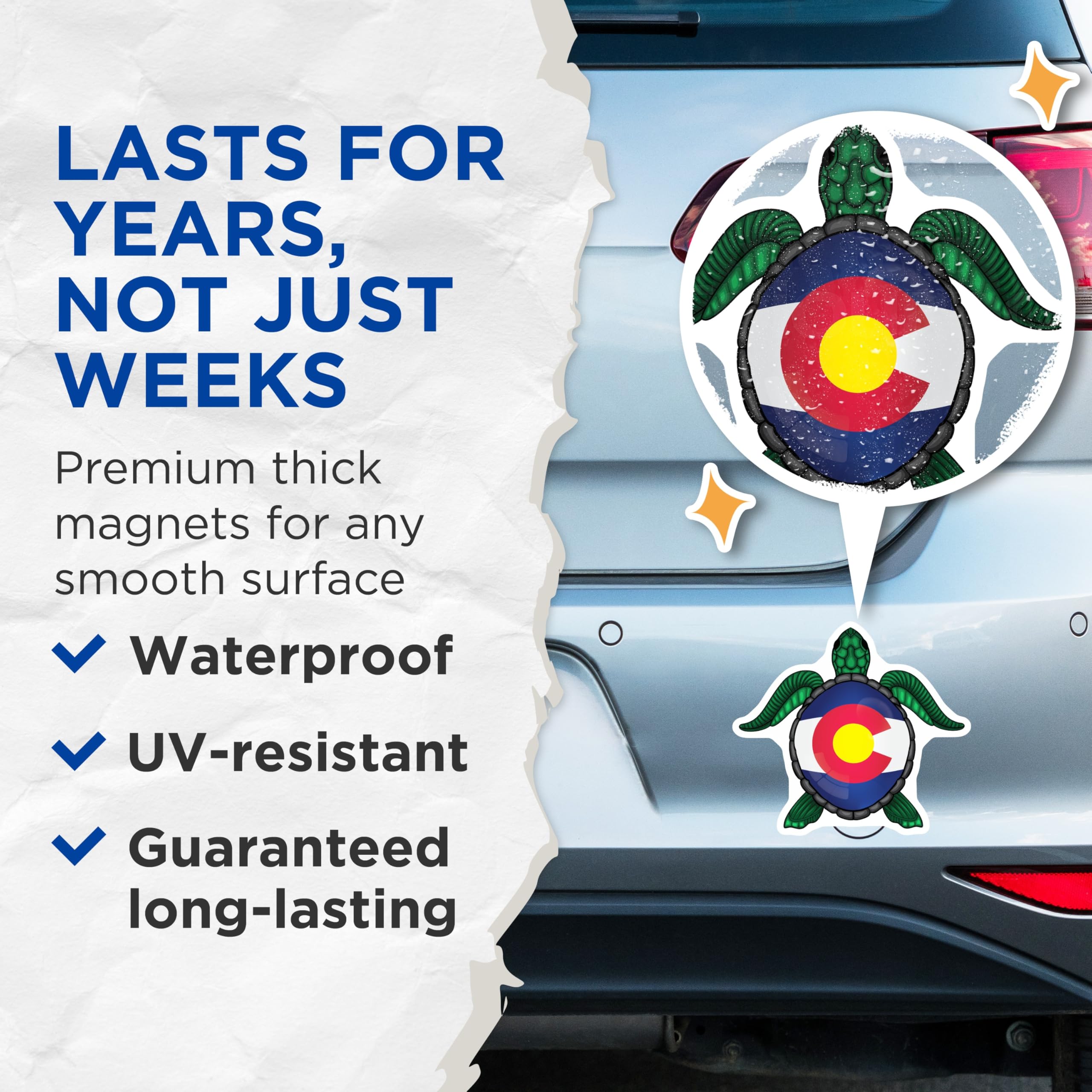 (2 Pack) Colorado Flag Sea Turtle Design Magnets - State Identity Pride Emblem - Refrigerator Locker Display Magnet - 5 Inches On Longest Side - Thick Durable Magnet - Made in USA - MAG19104