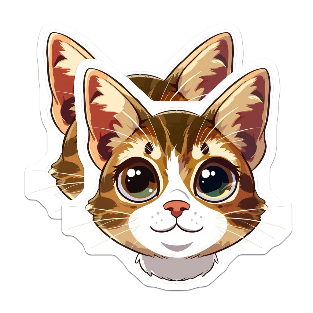 (2 Pack) Cute Cat Head Magnets - Kawaii Kitten Decor - Anime Style Pet Lover - Refrigerator Locker Accessory - 5 Inches On Longest Side - Thick Durable Magnet - Made in USA - MAG38642