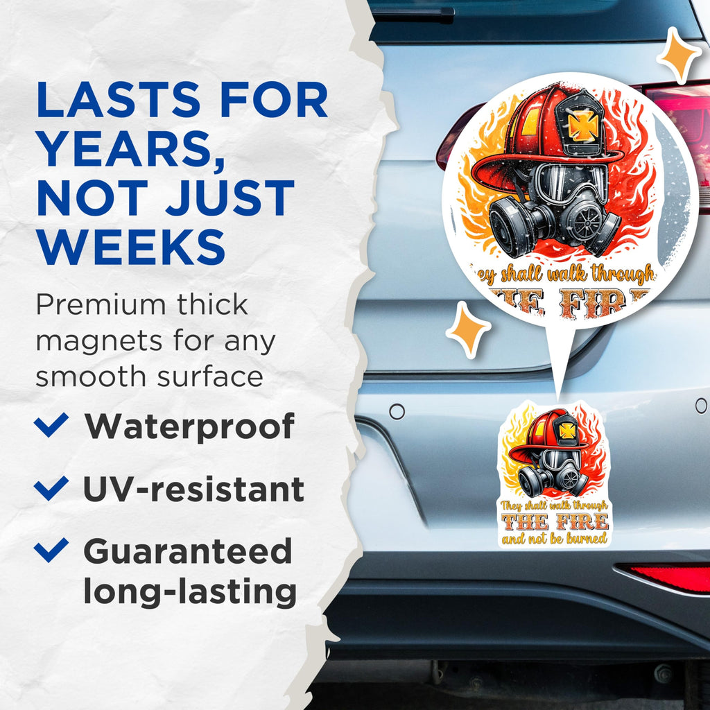 (2 Pack) Firefighter Magnets - Helmet and Mask - Inspirational Quote Fridge Magnets - 5" On Longest Side - Premium Magnet - for Cars, Refrigerators, Toolboxes, Lockers - Made in USA - MAG15449