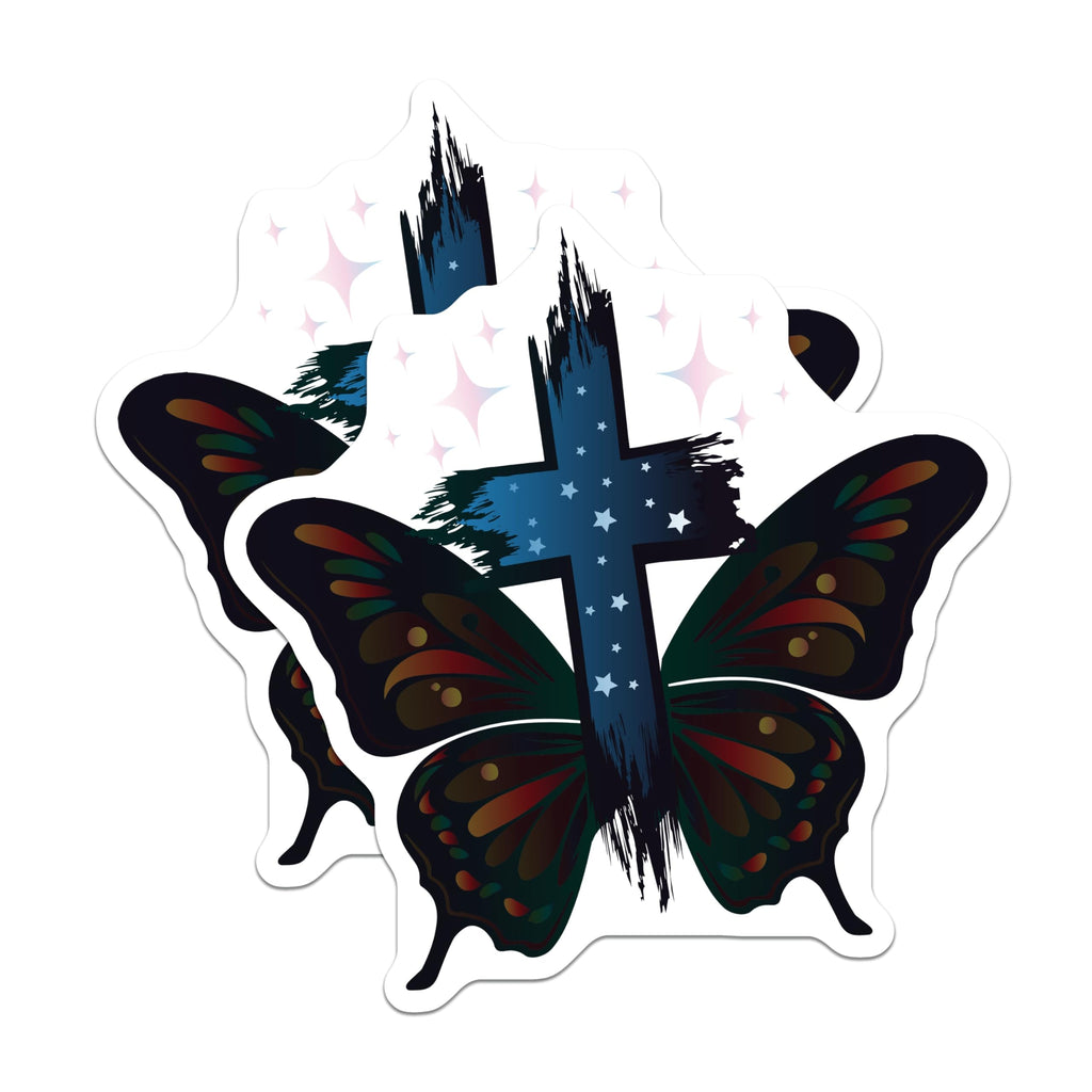 (2 Pack) Christian Butterfly Cross Magnets - Spiritual Faith Decor - Religious Art Keepsakes - 5 Inches On Longest Side - Thick Durable Magnet - Made in USA - MAG19787