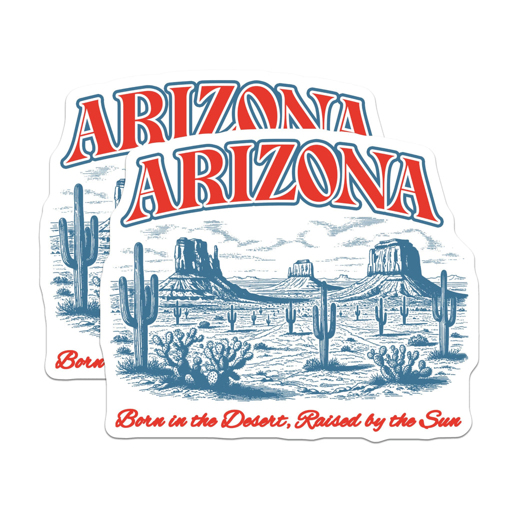 (2 Pack) Arizona Magnets - Desert Landscape Art - Southwestern State Pride Decor - Born in the Desert Souvenir by Sun - 5 Inches On Longest Side - Thick Durable Magnet - Made in USA - MAG19376