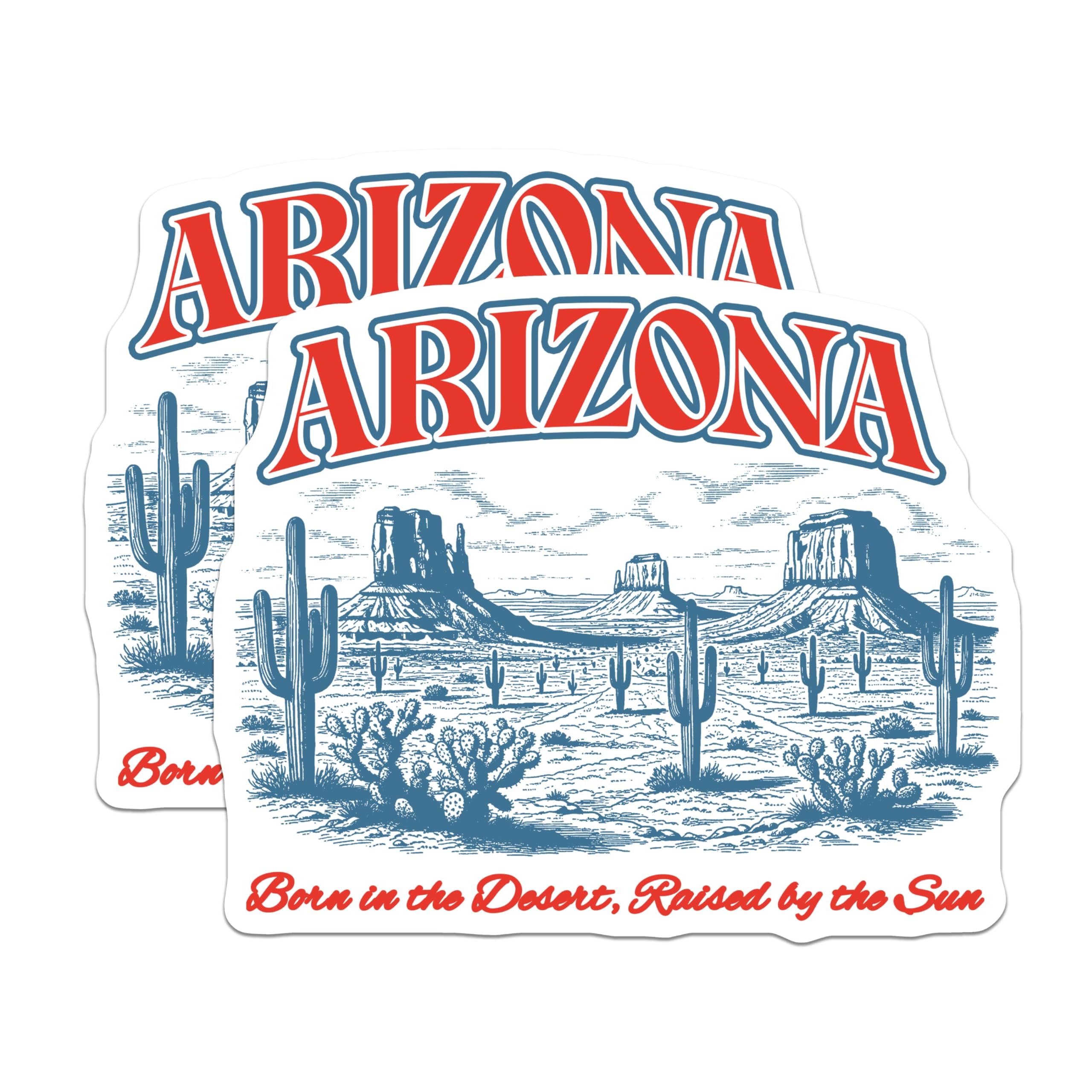 (2 Pack) Arizona Magnets - Desert Landscape Art - Southwestern State Pride Decor - Born in the Desert Souvenir by Sun - 5 Inches On Longest Side - Thick Durable Magnet - Made in USA - MAG19376