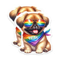 (2 Pack) Pride Dog Stickers - Cute Dog with Sunglasses - LGBTQ Pride Art - 5" On Longest Side - Sticks to Smooth Flat Surfaces - Made in USA - BMCS7064