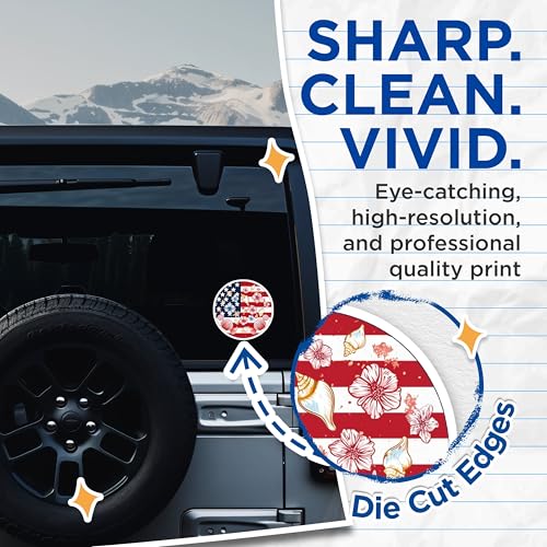 (2 Pack) American Flag Beach Stickers - Ocean Flag Decals - Seaside Theme - 5" On Longest Side - Sticks to Smooth Flat Surfaces - Made in USA - BMCS8982 - BMCS8982
