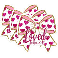 (3 Pack) Loved John 316 Decals - Christian Verse Decal - Heart Bow Decals - 3 Inches On Longest Side - Easy Peel & Apply - Made in USA - 3MCS1858