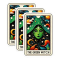 (3 Pack) Green Witch Decals - Tarot Card Sticker - Laptop Decal - 3 Inches On Longest Side - Easy Peel & Apply - Made in USA - 3MCS4189