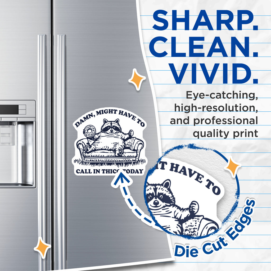 (2 Pack) Thicc Raccoon Magnets - Funny Donut Lover Meme - Body Positive Fridge Decal - Cozy Home Decor - 5 Inches On Longest Side - Thick Durable Magnet - Made in USA - MAG39519
