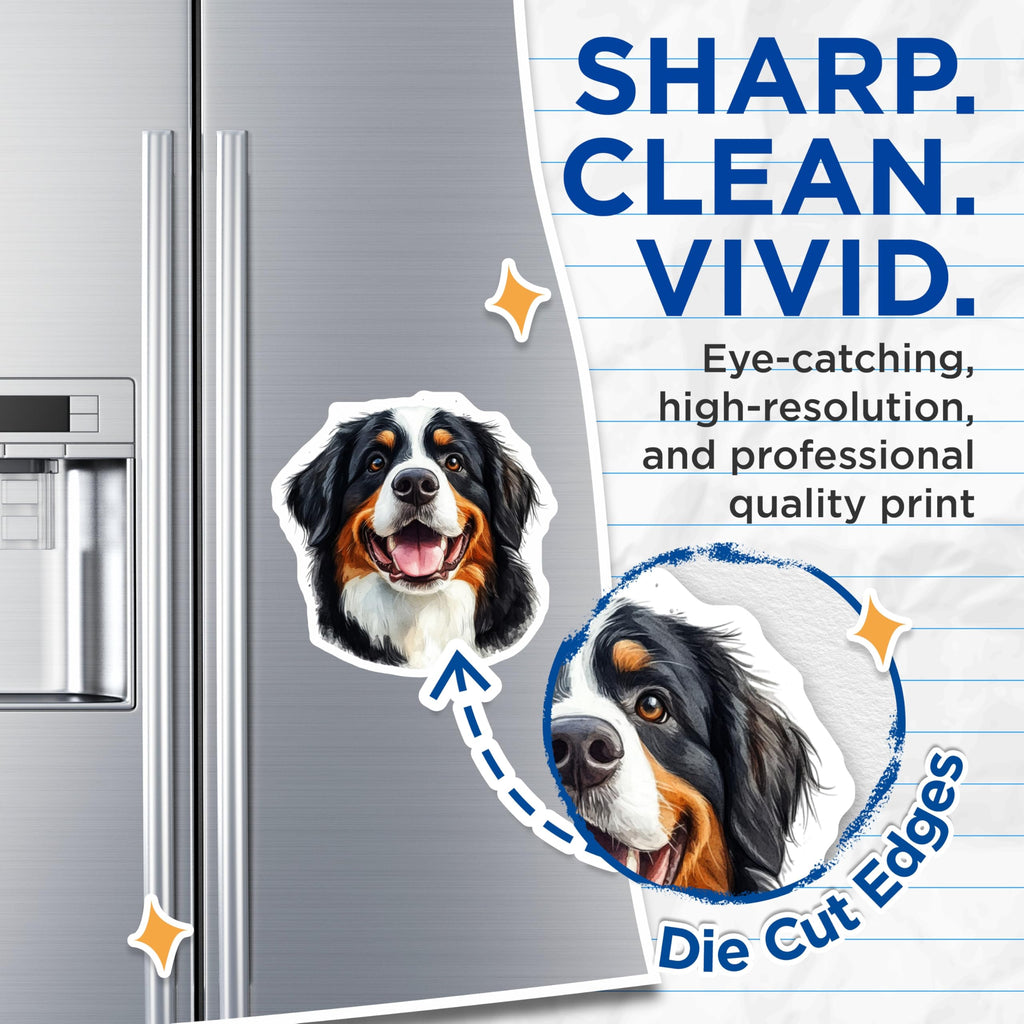 (2 Pack) Bernese Mountain Dog Magnets - Berner Dog Mom - Dog Lover Refrigerator Magnets - 5" On Longest Side - Premium Magnet - for Cars, Refrigerators, Toolboxes, Lockers - Made in USA - MAG14046
