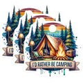 (3 Pack) Camping Decals - I'd Rather Be Camping - Outdoorsy Laptop Decals- 3 Inches On Longest Side - Easy Peel & Apply - Made in USA - 3MCS5431