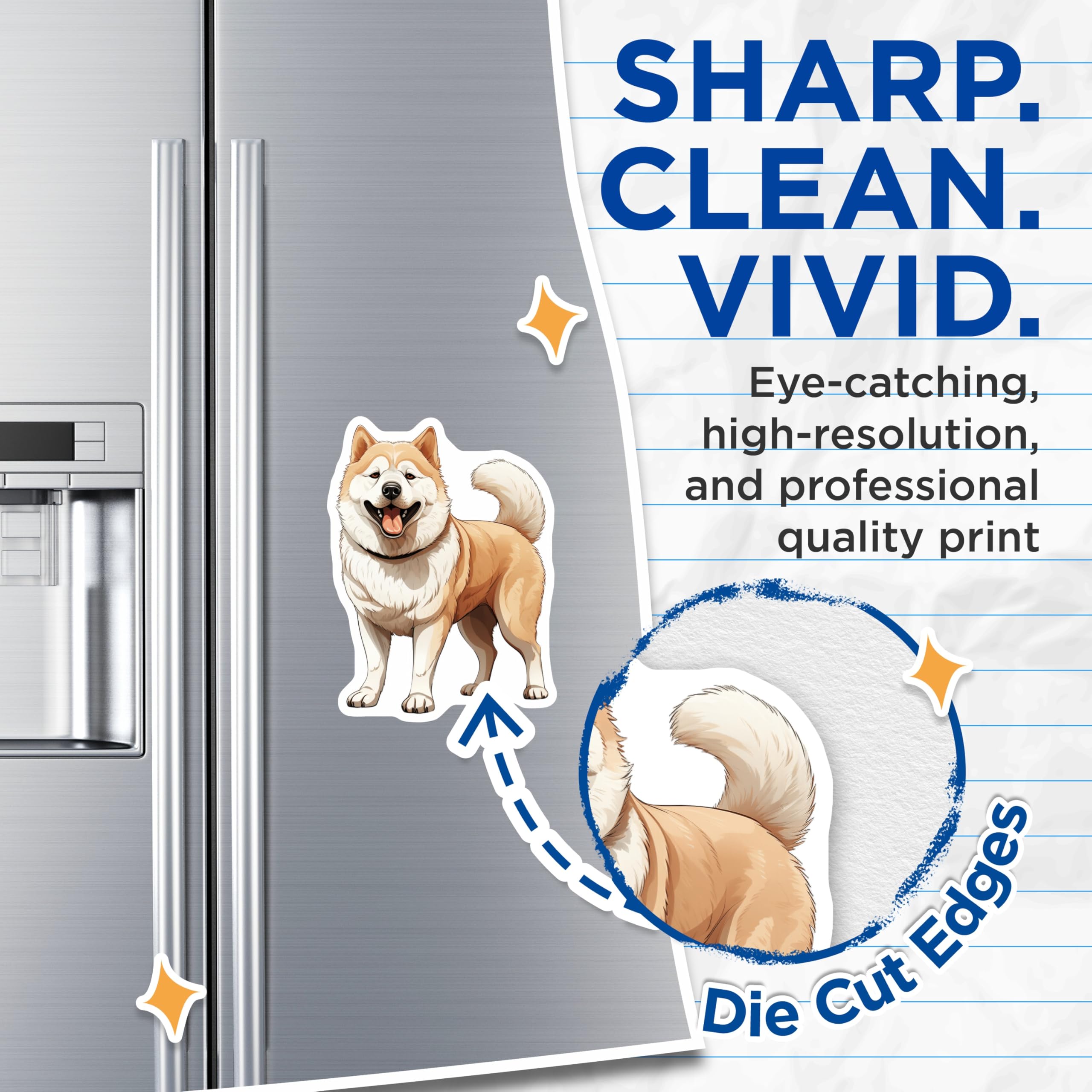 (2 Pack) Akita Dog Magnets - Smiling Japanese Dog Breed - Dog Lover Pet Parent Refrigerator Art - 5 Inches On Longest Side - Thick Durable Magnet - Made in USA - MAG25827