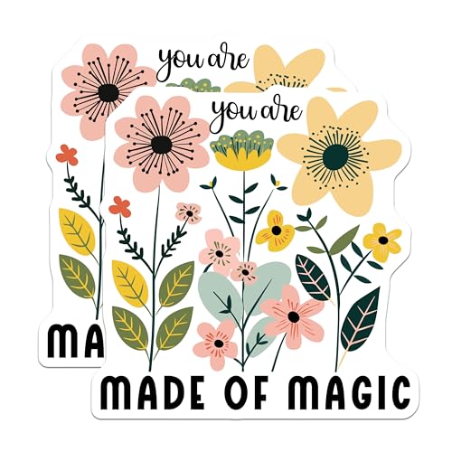 (2 Pack) Inspirational Flower Magnets - Positive Quote Magnets - Motivational Magnet - 5" On Longest Side - for Cars, Fridges, Toolboxes - Made in USA - MAG3862