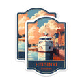 (2 Pack) Helsinki Finland Magnets - Travel Souvenir Magnet - Nordic Cityscape Art - Boat Harbor View - 5 Inches On Longest Side - Thick Durable Magnet - Made in USA - MAG21821
