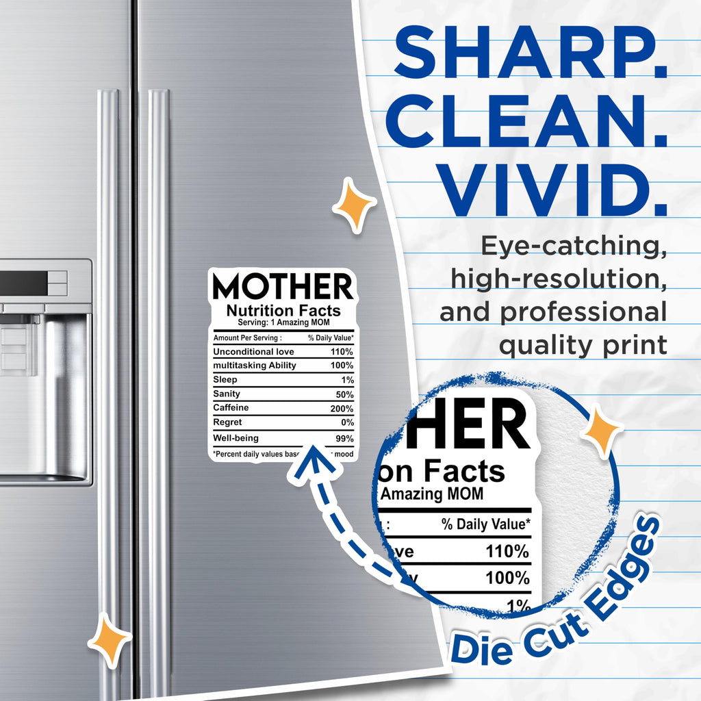 (2 Pack) Mother Nutrition Facts Magnets - Amazing Mom - Refrigerator Decor - 5" On Longest Side - Premium Magnet - for Cars, Refrigerators, Toolboxes, Lockers - Made in USA - MAG15194