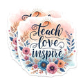 (2 Pack) Teach Love Inspire Magnets - Teacher Appreciation Magnets - Inspirational Quote Magnets - Floral Magnets - 5" On Longest Side - for Cars, Fridges, Toolboxes - Made in USA - MAG4420