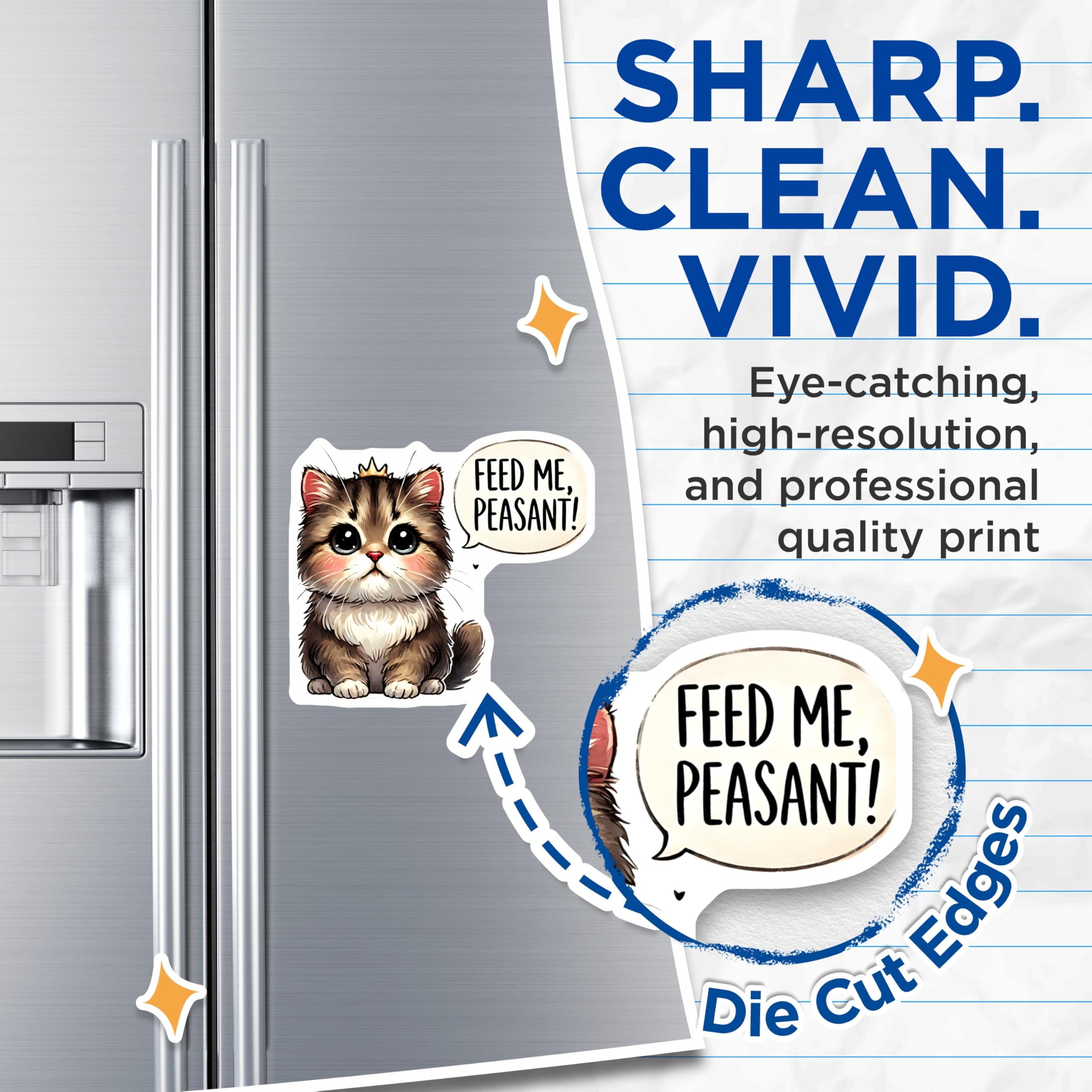 (2 Pack) Kitten Magnets - Feed Me Peasant - Funny Cat Decor - 5" On Longest Side - Premium Magnet - for Cars, Refrigerators, Toolboxes, Lockers - Made in USA - MAG14422