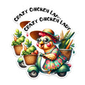 (2 Pack) Crazy Chicken Lady Stickers - Funny Farm Animal Stickers - Cute Cartoon Chicken Stickers - 5" On Longest Side - Sticks to Any Smooth Flat Surface - Made in USA - BMCS2923