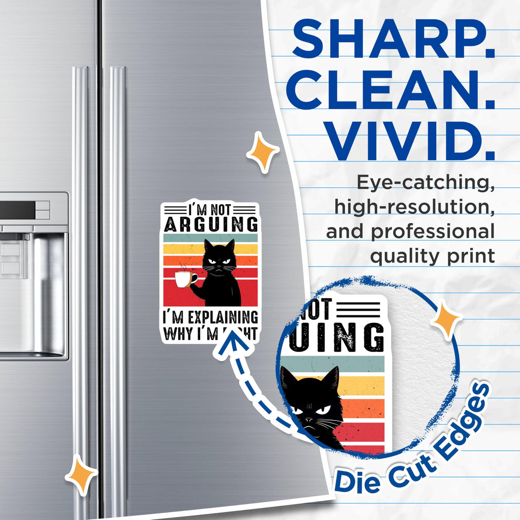 (2 Pack) I'm Not Arguing Magnets - Funny Cat - I'm Explaining Why I'm Right - Cat Lover - Humor Kitchen Decor - 5" On Longest Side - for Cars, Fridges, Toolboxes - Made in USA - MAG7831