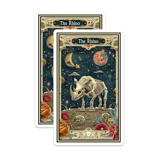 (2 Pack) The Rhino Magnets - Skeleton Rhino - Cosmic Animal Art - 5" On Longest Side - for Cars, Fridges, Toolboxes - Made in USA - MAG3674