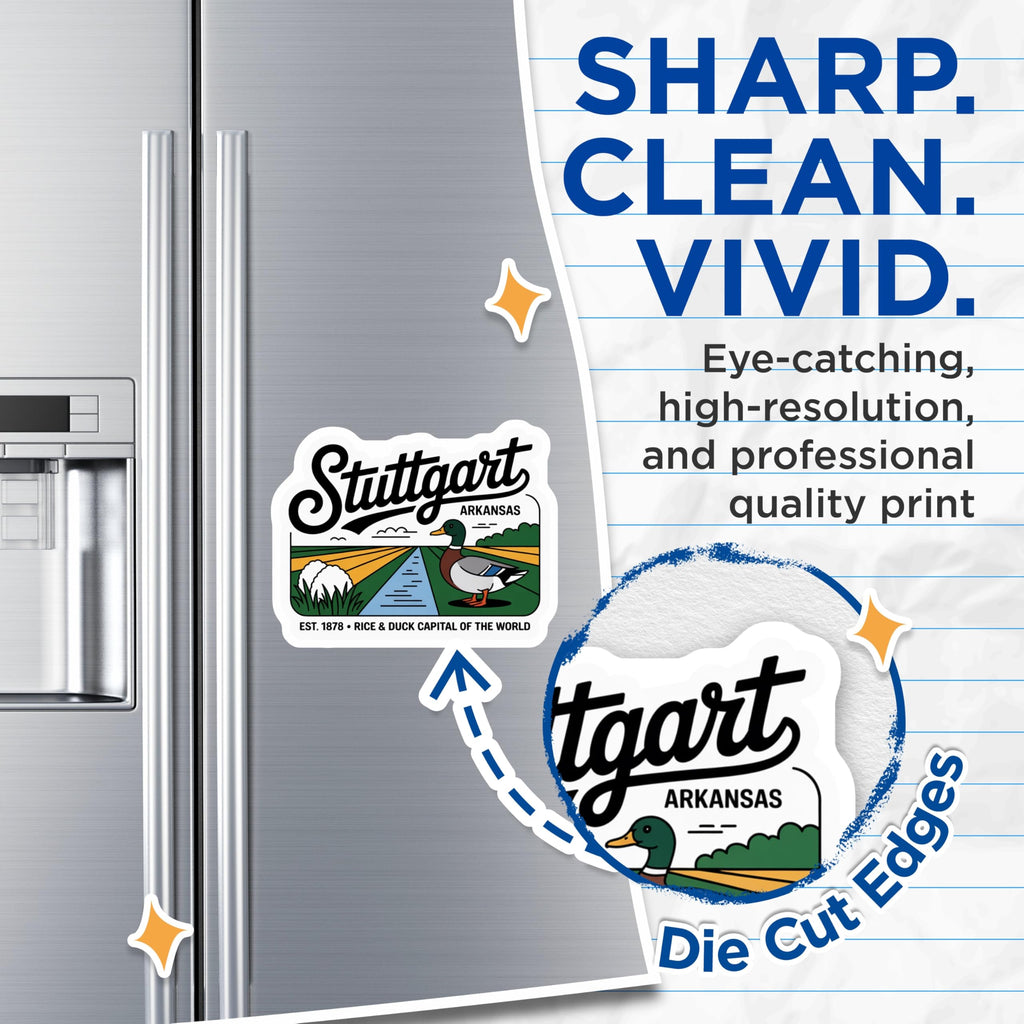 (2 Pack) Stuttgart Arkansas Magnets - Duck Capital - Souvenir Decor - 5" On Longest Side - Premium Magnet - for Cars, Refrigerators, Toolboxes, Lockers - Made in USA - MAG18980