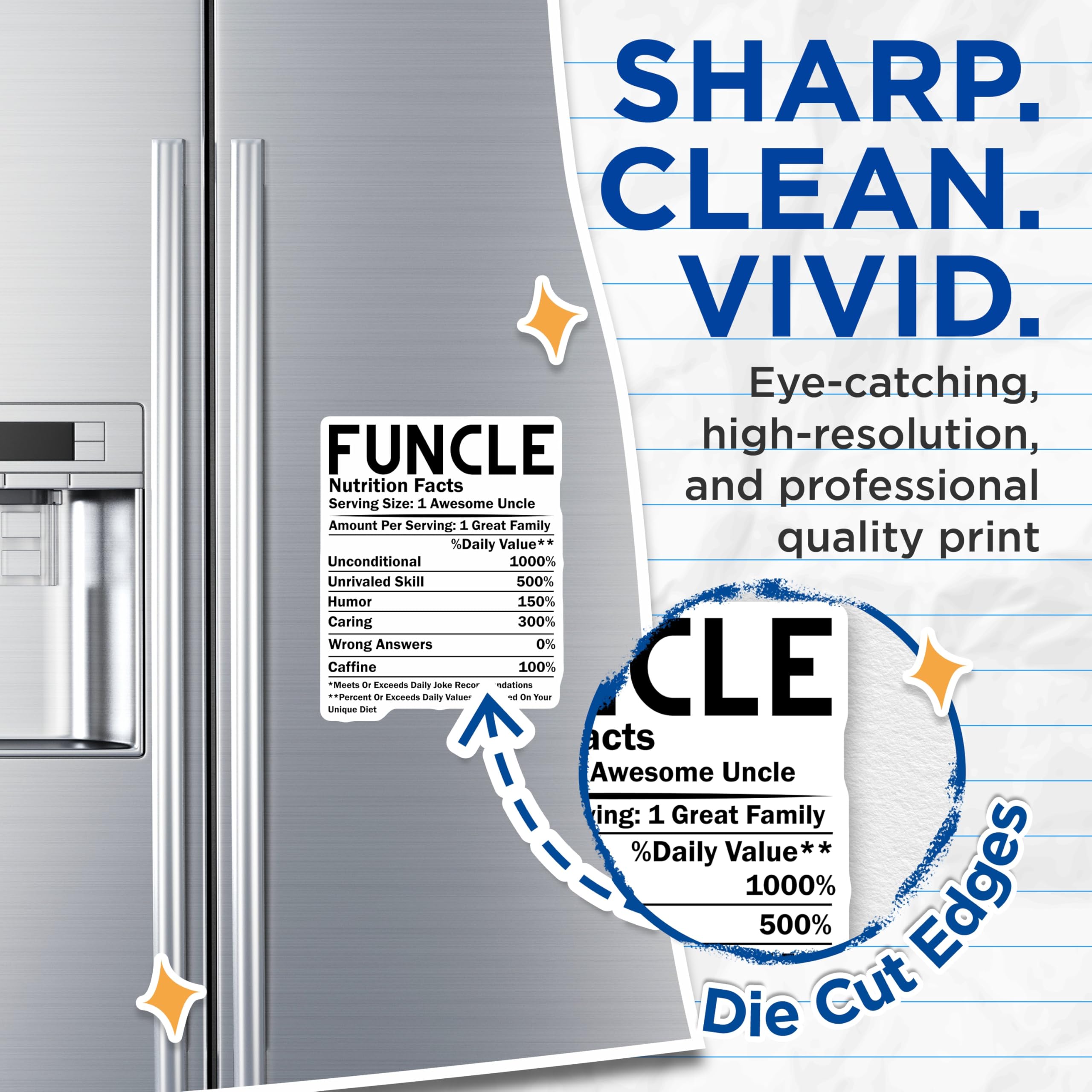 (2 Pack) Funcle Magnets - Uncle Nutrition Facts - Fun Uncle Decor - 5" On Longest Side - Premium Magnet - for Cars, Refrigerators, Toolboxes, Lockers - Made in USA - MAG15149