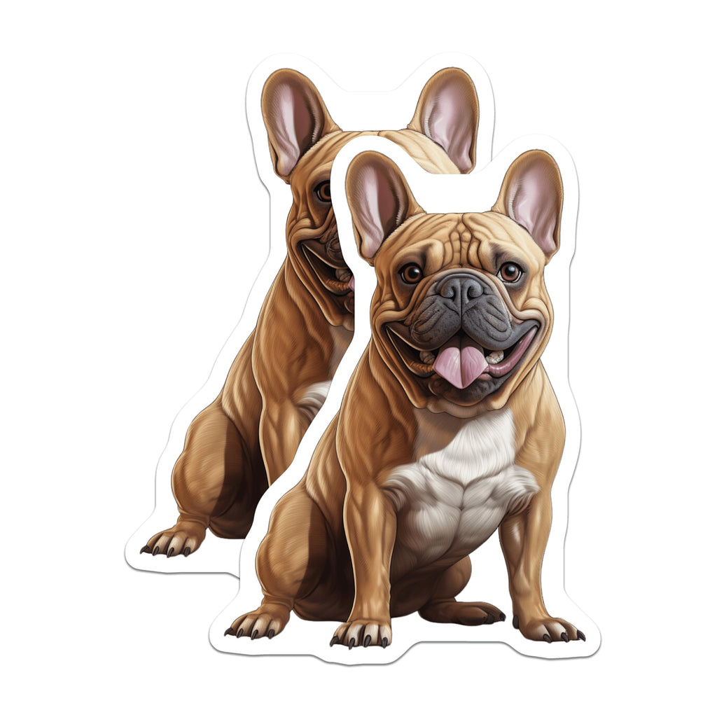 (2 Pack) Happy Fawn French Bulldog Magnets - Smiling Frenchie Dog Pet Decor - Charming Animal Lover Kitchen Refrigerator Art - 5 Inches On Longest Side - Thick Durable Magnet - Made in USA - MAG23746