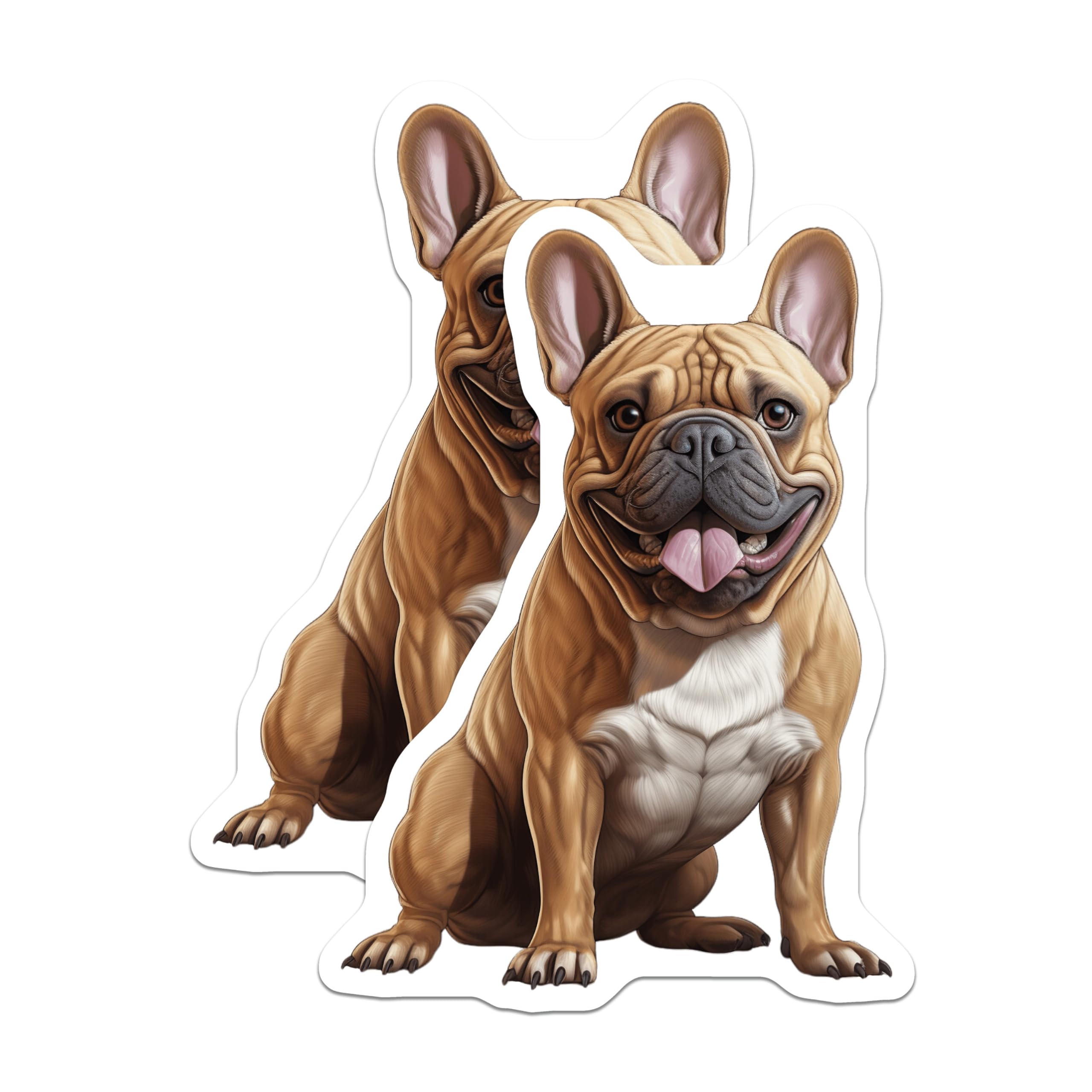 (2 Pack) Happy Fawn French Bulldog Magnets - Smiling Frenchie Dog Pet Decor - Charming Animal Lover Kitchen Refrigerator Art - 5 Inches On Longest Side - Thick Durable Magnet - Made in USA - MAG23746
