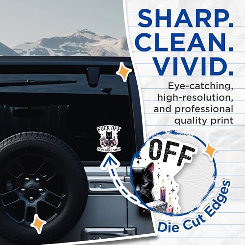 (2 Packs) F*** Off Im Reading Smut Stickers - Funny Cat Reading Decals - 5 Inches On Longest Side - Premium Vinyl Decal - Sticks to Any Smooth Flat Surface - Made in USA - BMCS2522