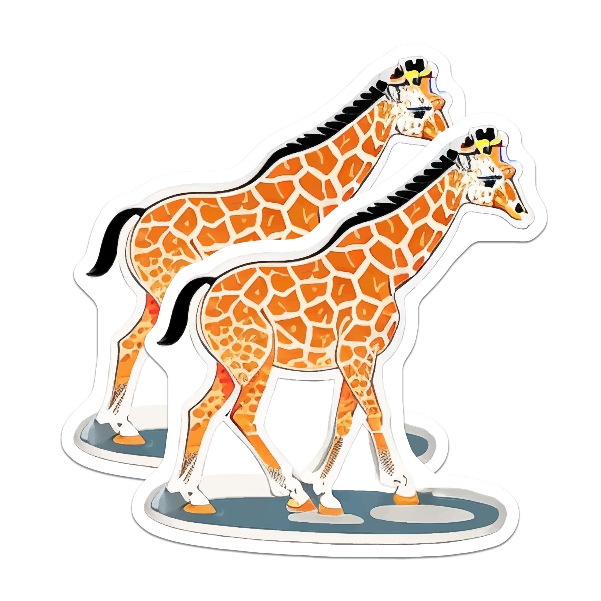 (2 Pack) Giraffe Magnets - Safari Animal Decor - Refrigerator Magnets for Kitchen - 5 Inches On Longest Side - Thick Durable Magnet - Made in USA - MAG22968