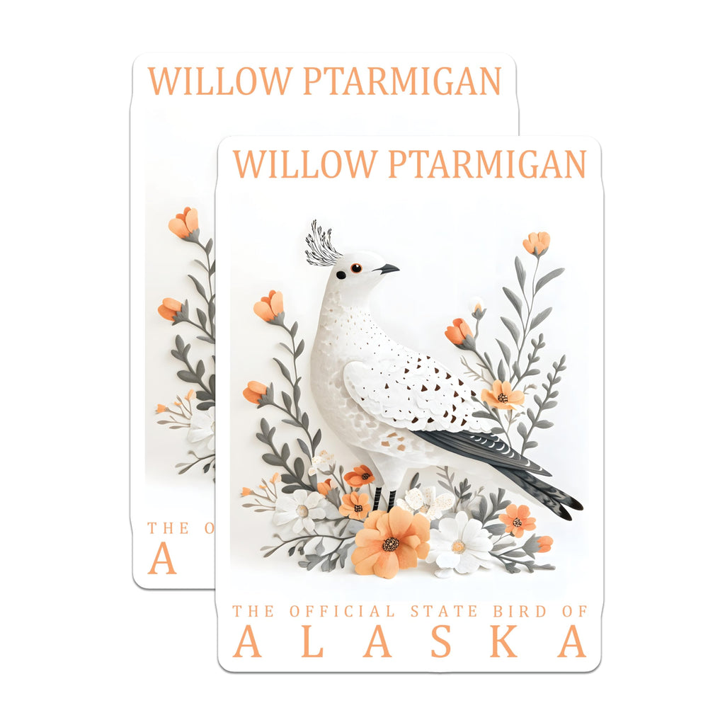 (2 Pack) Willow Ptarmigan Magnets - Alaska State Bird - Bird Lover Decor - 5" On Longest Side - Premium Magnet - for Cars, Refrigerators, Toolboxes, Lockers - Made in USA - MAG17978