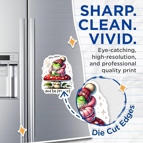 (2 Pack) Slow Down and Be Present Magnets - Frog Art - Cute Kitchen Decor - 5" On Longest Side - for Cars, Fridges, Toolboxes - Made in USA - MAG7609