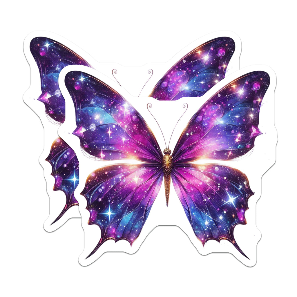 (2 Pack) Cosmic Butterfly Magnets - Galaxy Wing Decor - Aesthetic Fridge Magnet - 5 Inches On Longest Side - Thick Durable Magnet - Made in USA - MAG38002